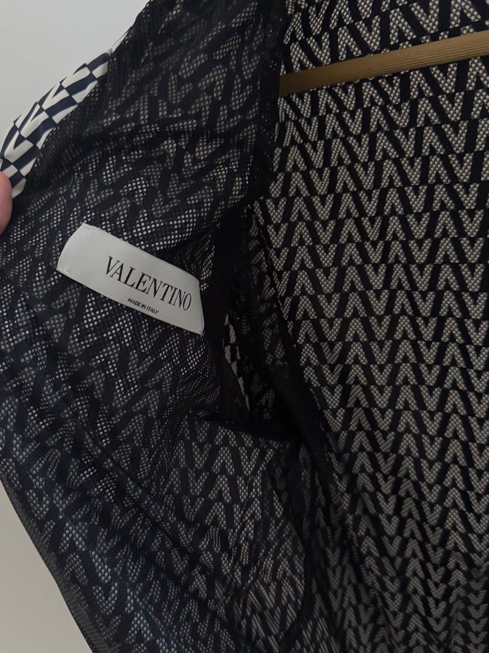 Valentino Navy Blue and White Logo Jacquard Blazer